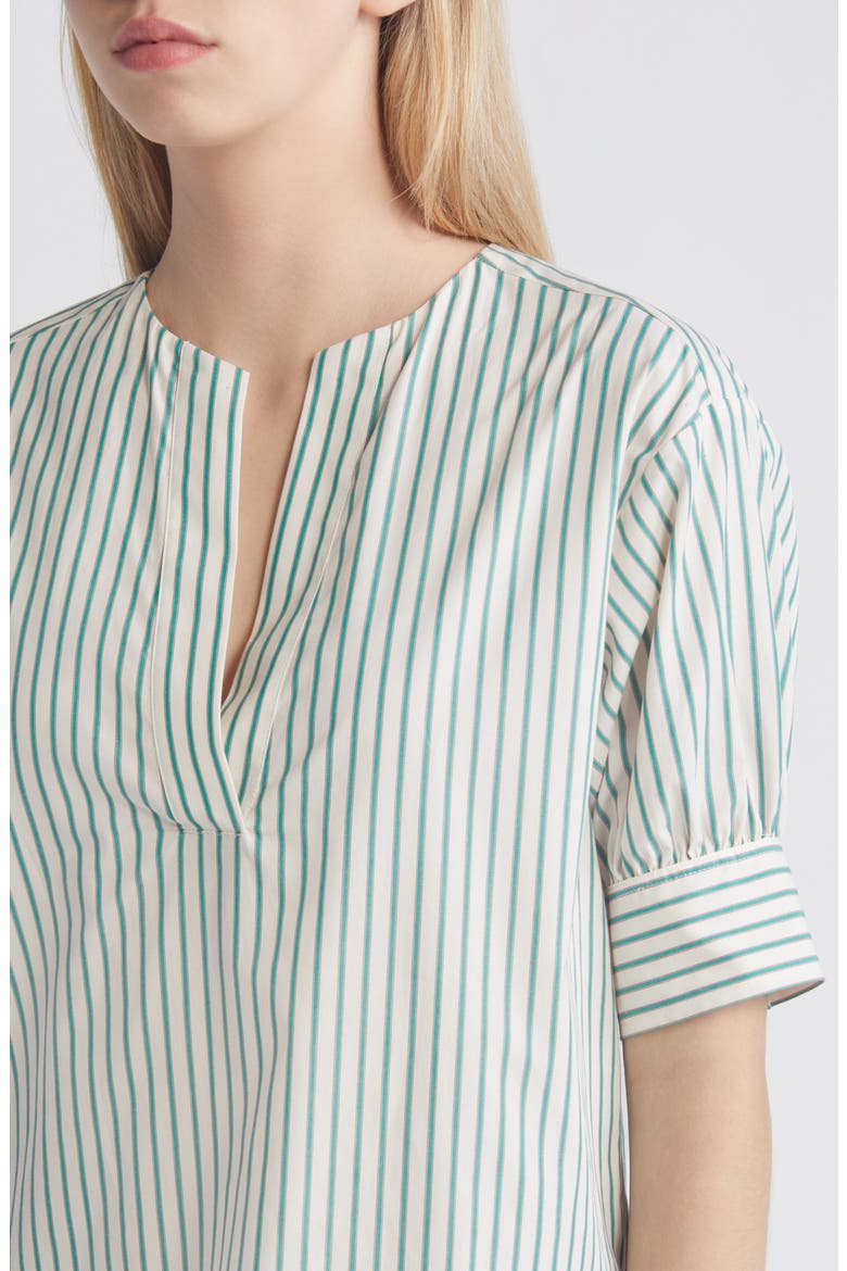 Stripe Cotton Popover Top, Alternate, color, GREEN GEM MULTI
