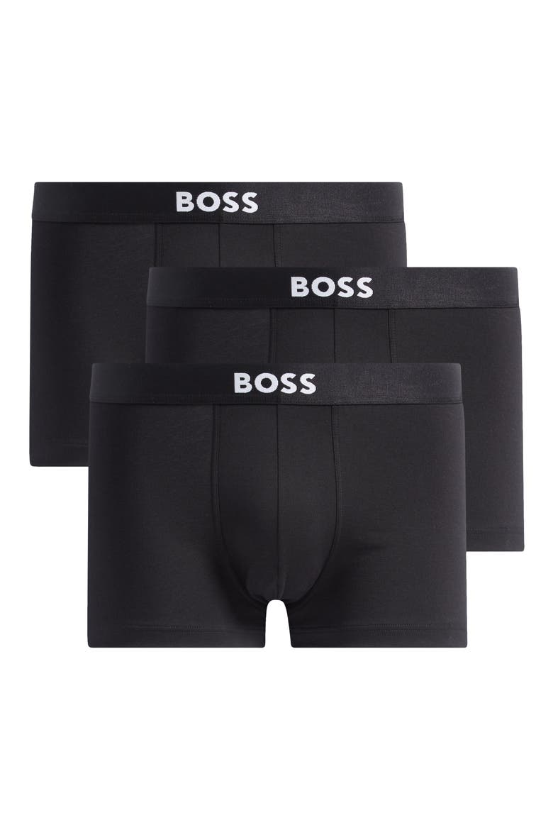 3-Pack ONE Stretch Cotton Trunks, Main, color, BLACK