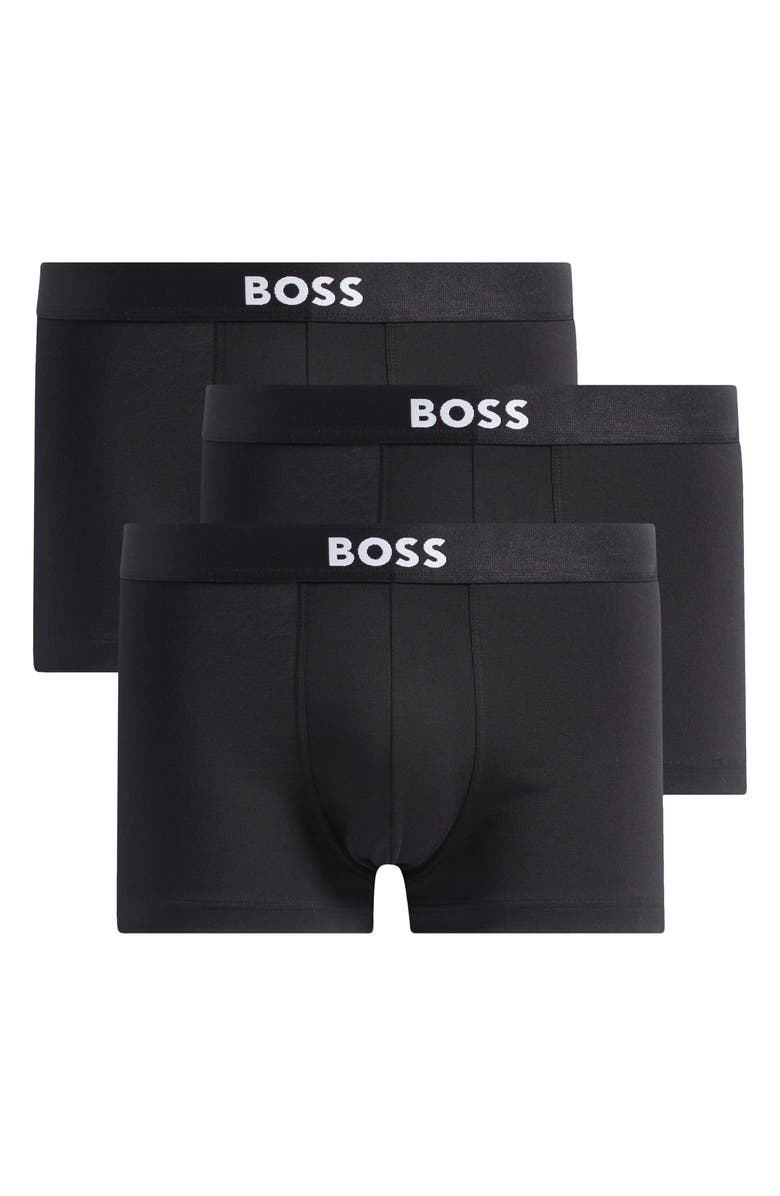BOSS 3-Pack ONE Stretch Cotton Trunks, Main, color, Black