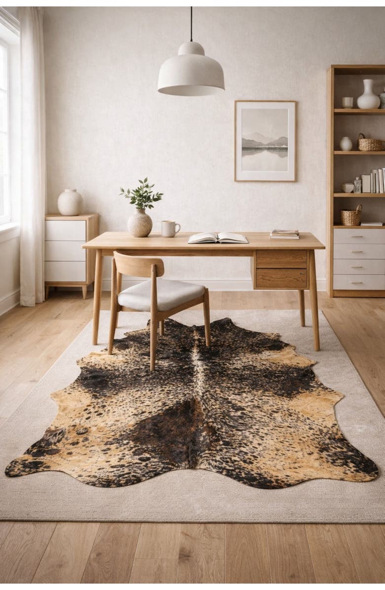 Rhacam Eco Hides Lazlo Black Speckled Cowhide Rug 8'1" x 6'3", Alternate, color, Black Speckled