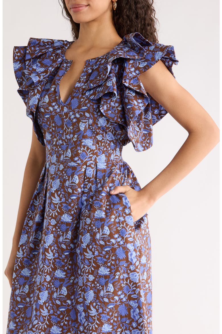 Francine Toile Sky Santana A-Line Dress, Alternate, color, BROWN-BLUE