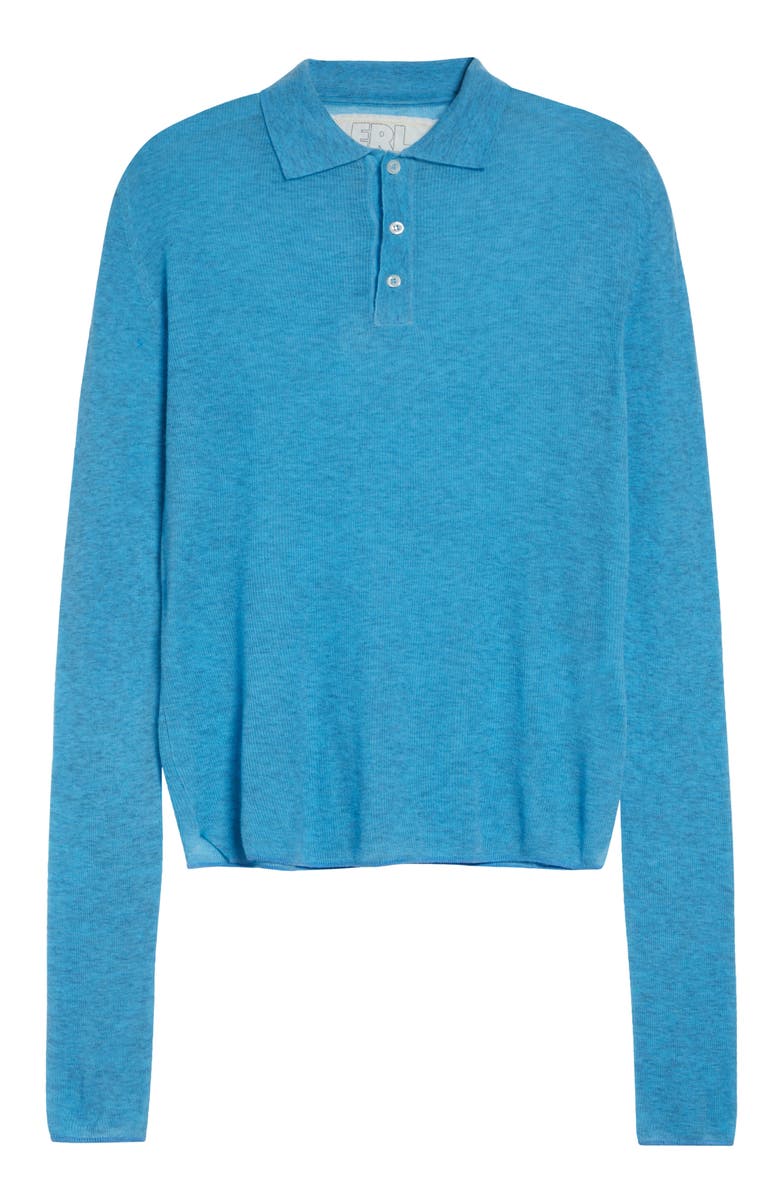 ERL Gender Inclusive Overdyed Heathered Wool Rib Polo, Main, color, Light Blue