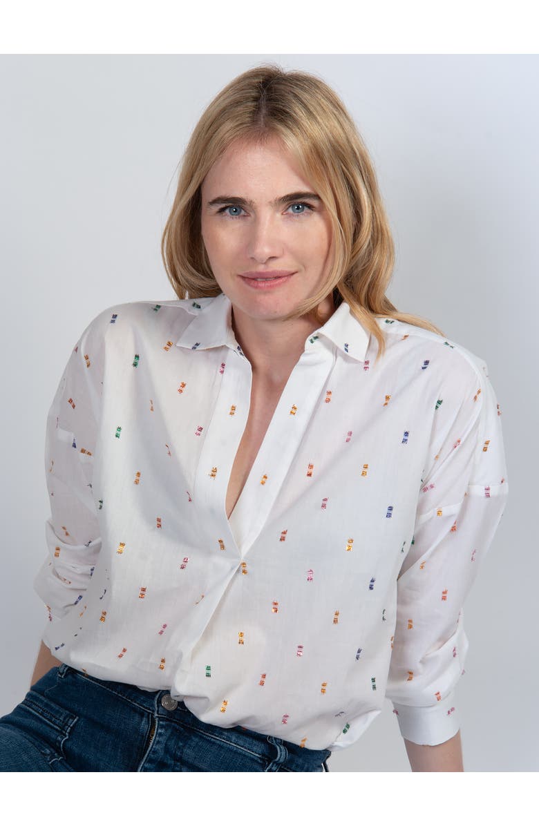 Cape Cove Spot Relaxed Blouse, Main, color, Ivory