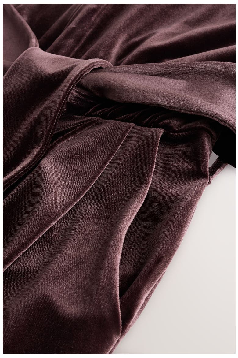 Long Sleeve Velvet Jumpsuit, Alternate, color, BROWN