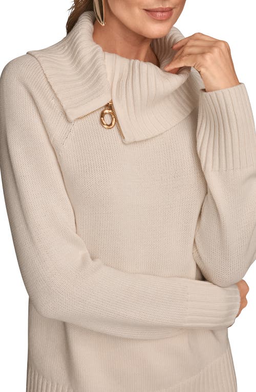 Donna Karan New York Asymmetric Zip Collar Sweater In Black