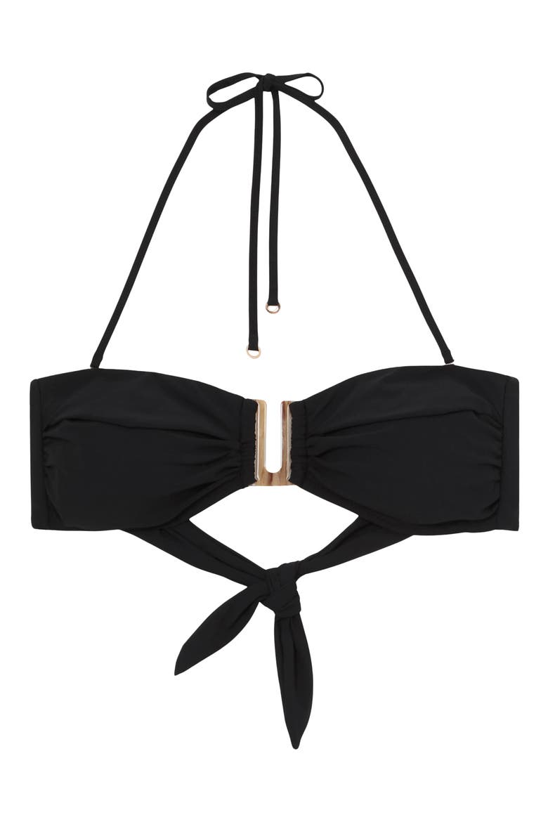 Carina Bandeau Bikini Top, Alternate, color, BLACK
