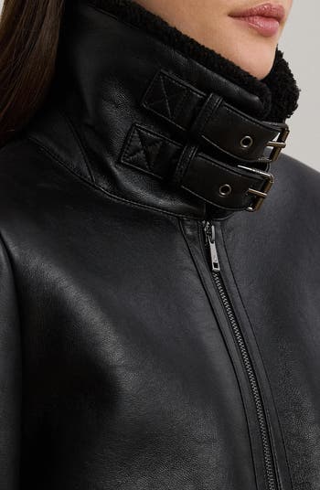 Faux Leather & Faux Shearling Bomber Jacket