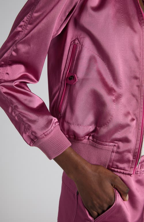 Tom Ford Satin Bomber Jacket In Fuchsia Rose