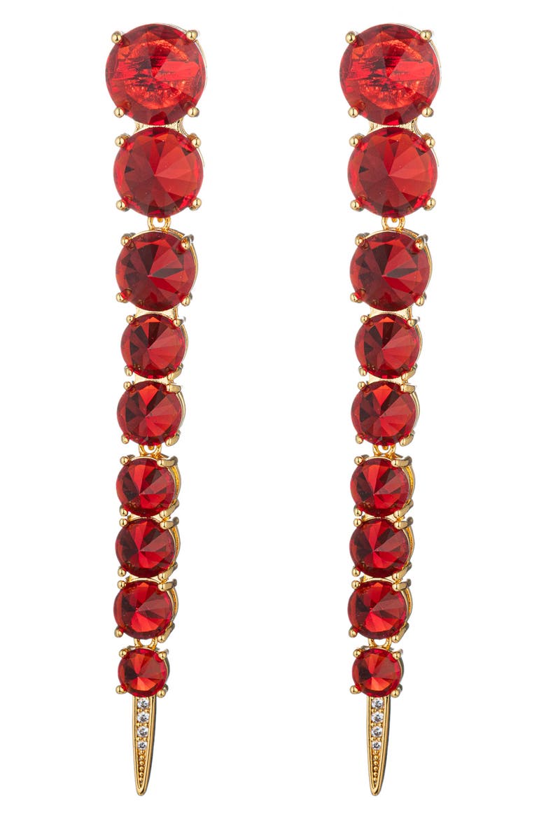 Harper Cubic Zirconia Drop Earrings, Main, color, RED