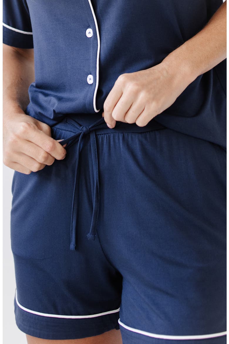 Short Sleeve Knit Pajamas, Alternate, color, NAVY