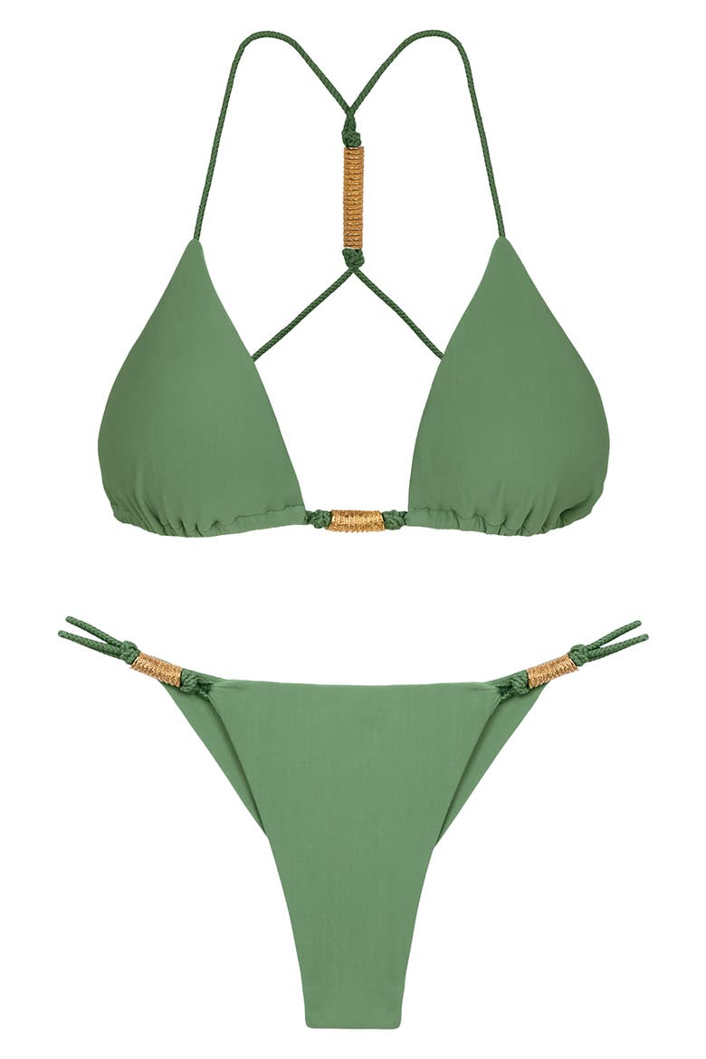 Stacy Double Strap Bikini Bottoms, Alternate, color, GREEN