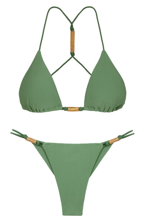 Vix Paula Hermanny Stacy Double Strap Bikini Bottoms In Green