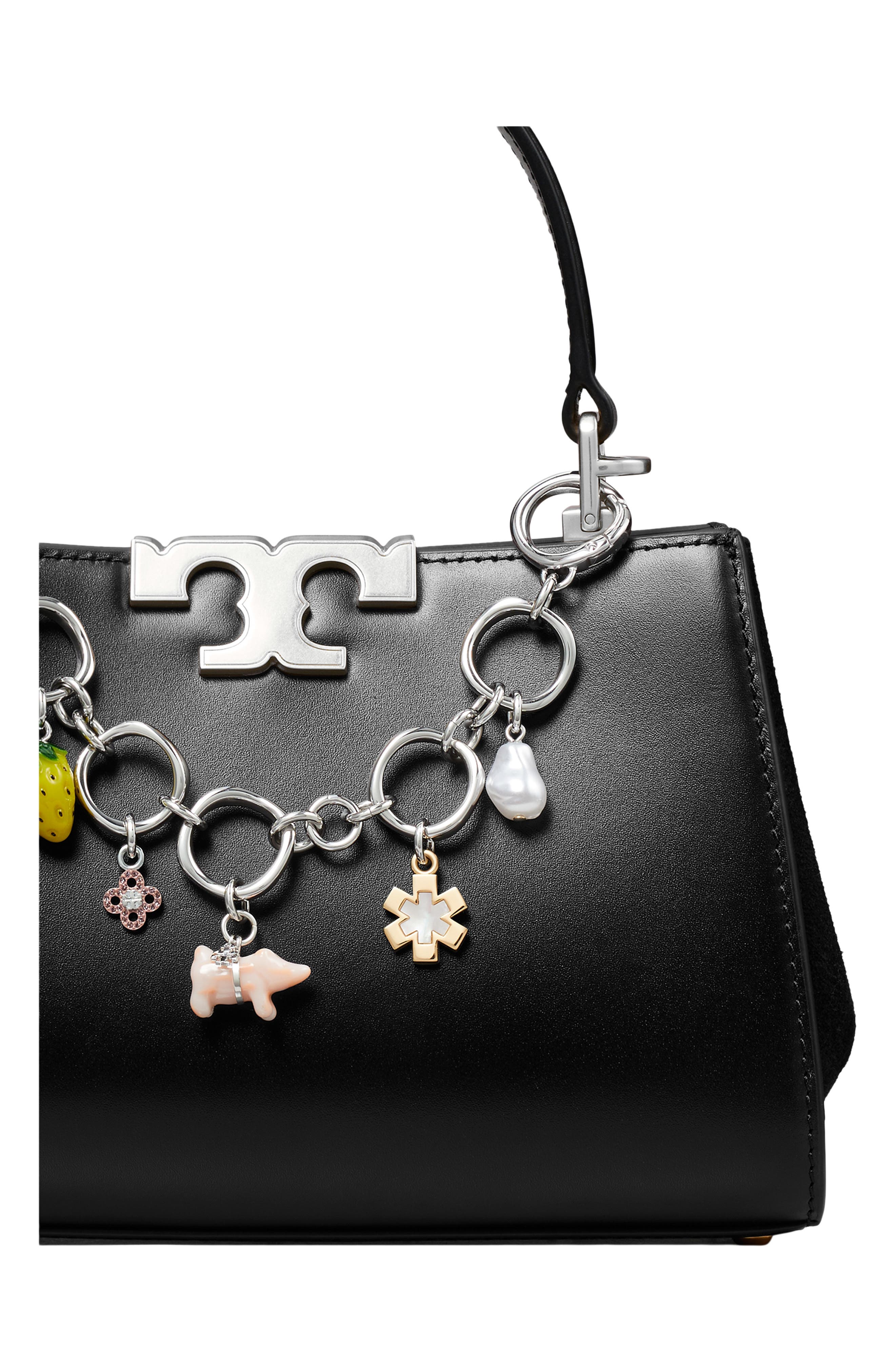 Pig Multi Charm Bag Swag, Alternate, color, TORY SILVER