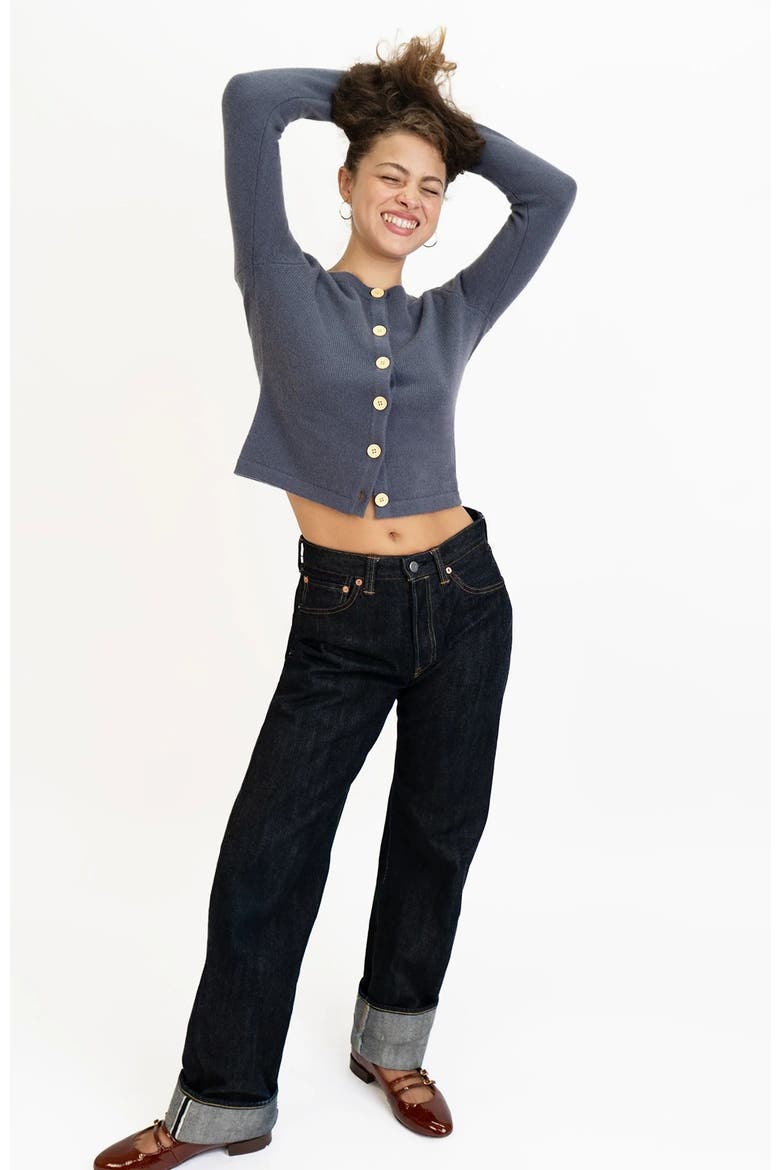 Long Sleeve Cashmere Cardigan, Alternate, color, Blue