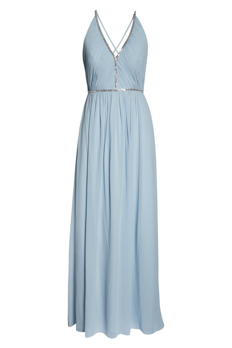 Pleat Bodice Chiffon A-Line Gown, Alternate, color, MIST