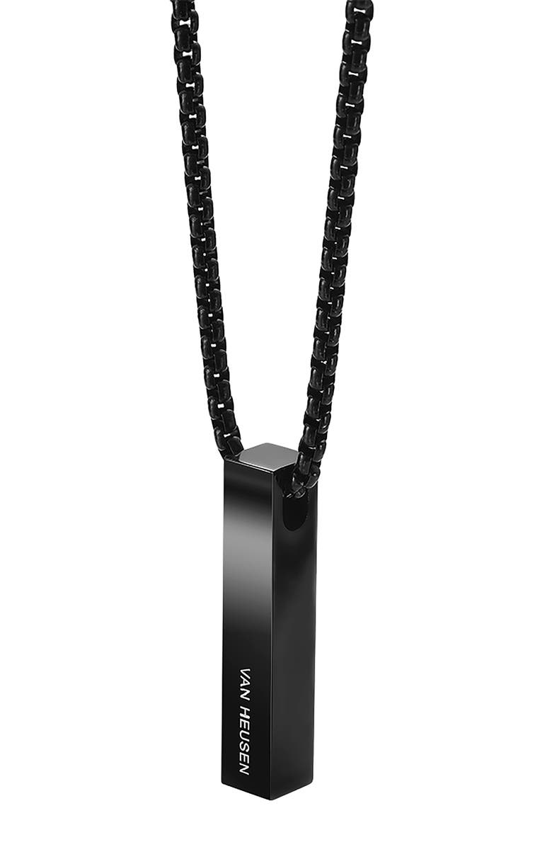 VAN HEUSEN Men's Vertical Bar Pendant Necklace, Alternate, color, Black