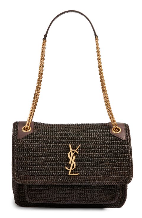 Medium Niki Woven Raffia Shoulder Bag