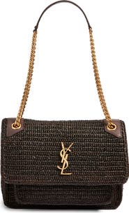 Saint Laurent Medium Niki Woven Raffia Shoulder Bag