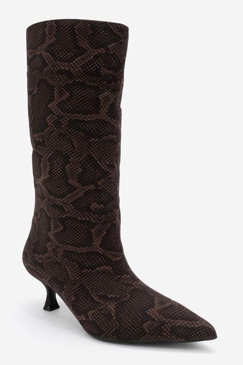 Crow Embossed Pointed Toe Boot