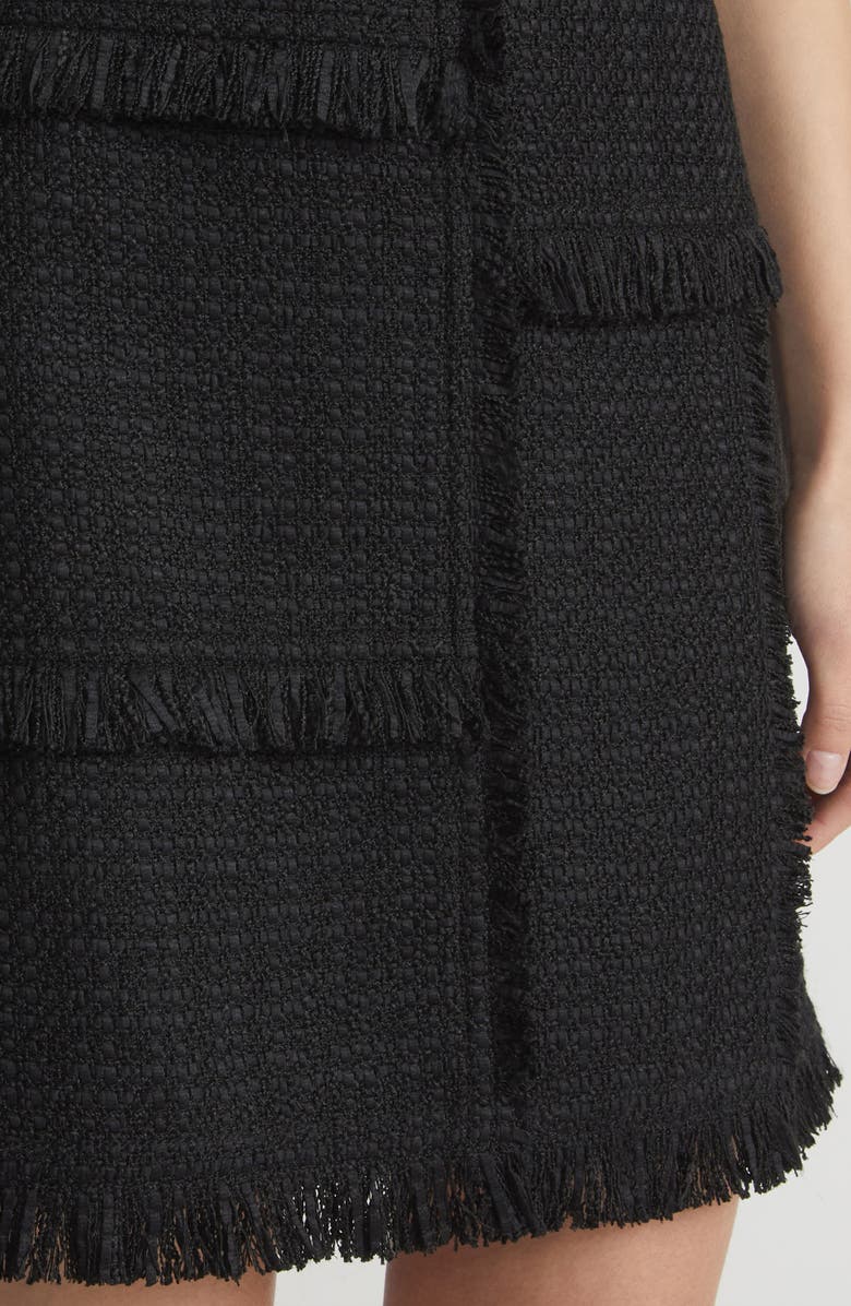 Lafayette 148 New York Hand Fringed Patchwork Bouclé Tweed Miniskirt, Alternate, color, 