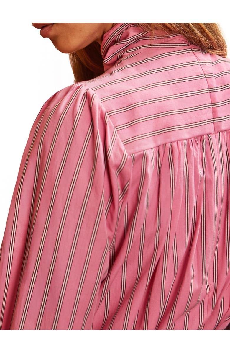 Ro&Zo Striped Long Sleeve Bow Detail Blouse, Alternate, color, Pink
