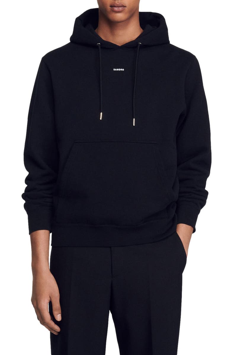 SANDRO Embroidered Logo Hoodie, Main, color, 