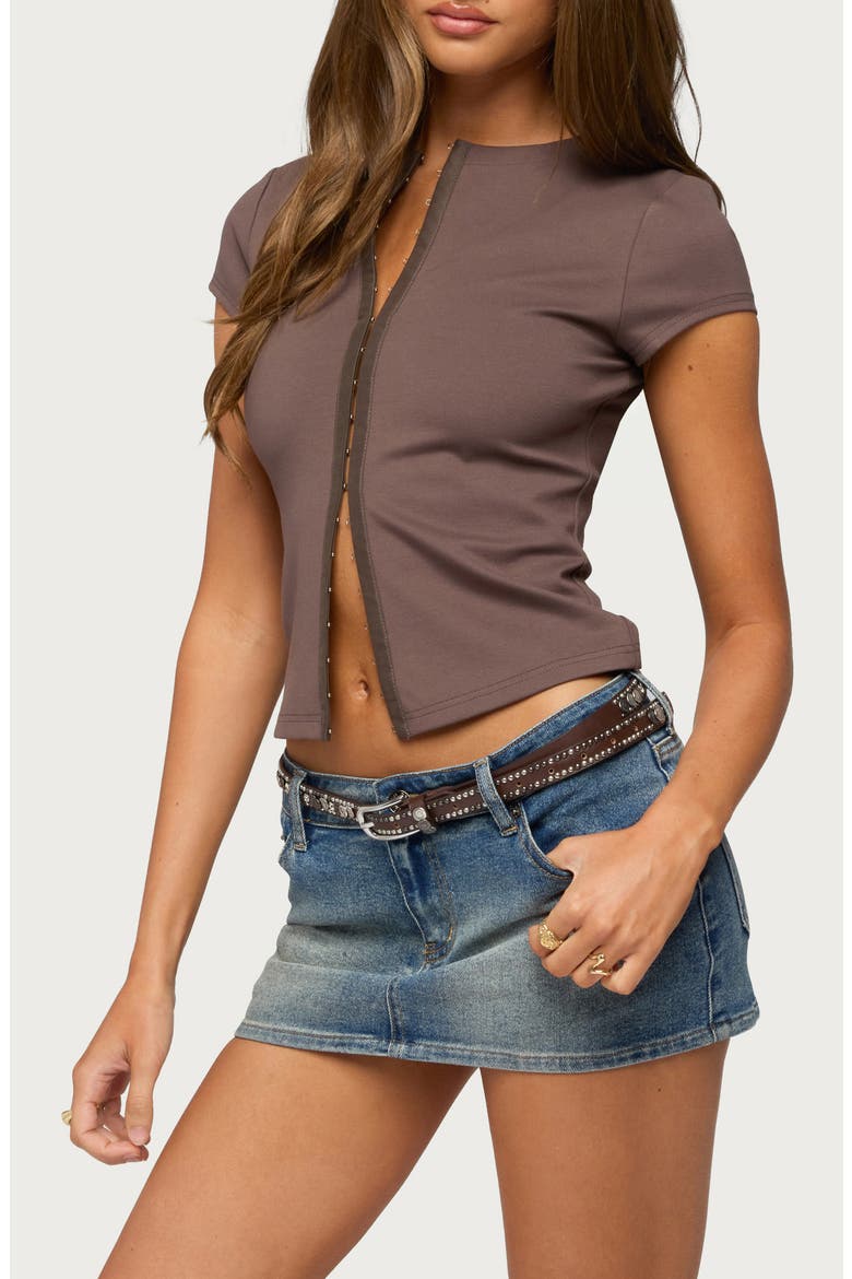 Whitley Hook Detail Top, Alternate, color, BROWN