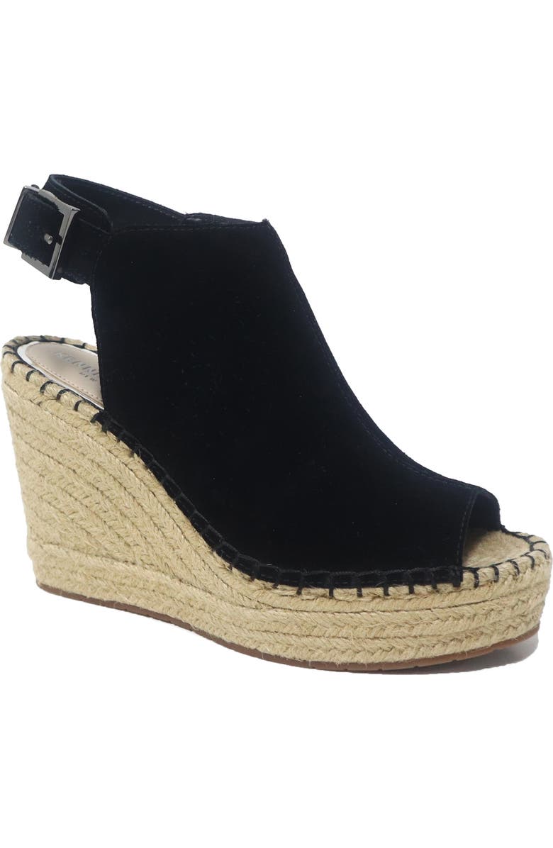 Kenneth Cole Olivia Platform Wedge Sandal, Main, color, Black Suede