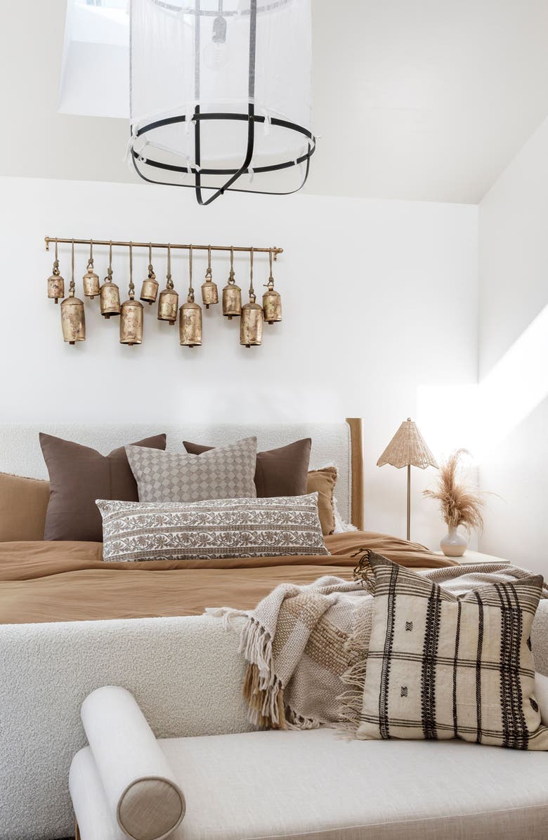 Linen & James Dane Brown Checkered Diamond Pillow Cover, Alternate, color, Brown