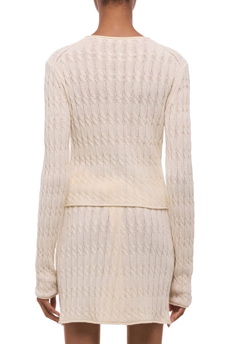Cable Stitch Crop Cardigan, Alternate, color, IVORY