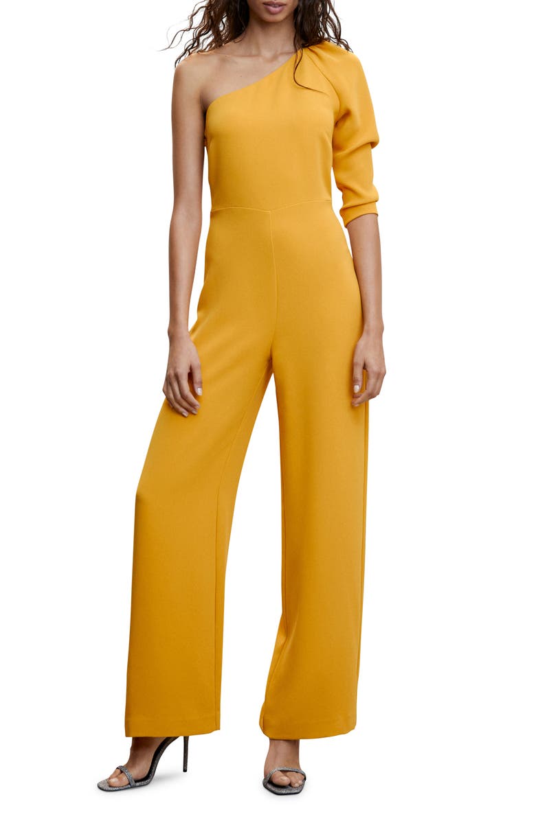 MANGO Asymmetric One Shoulder Jumpsuit, Main, color, 
