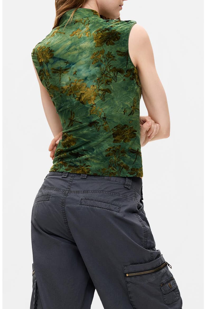 Mandarin Collar Sleeveless Top, Alternate, color, GREEN