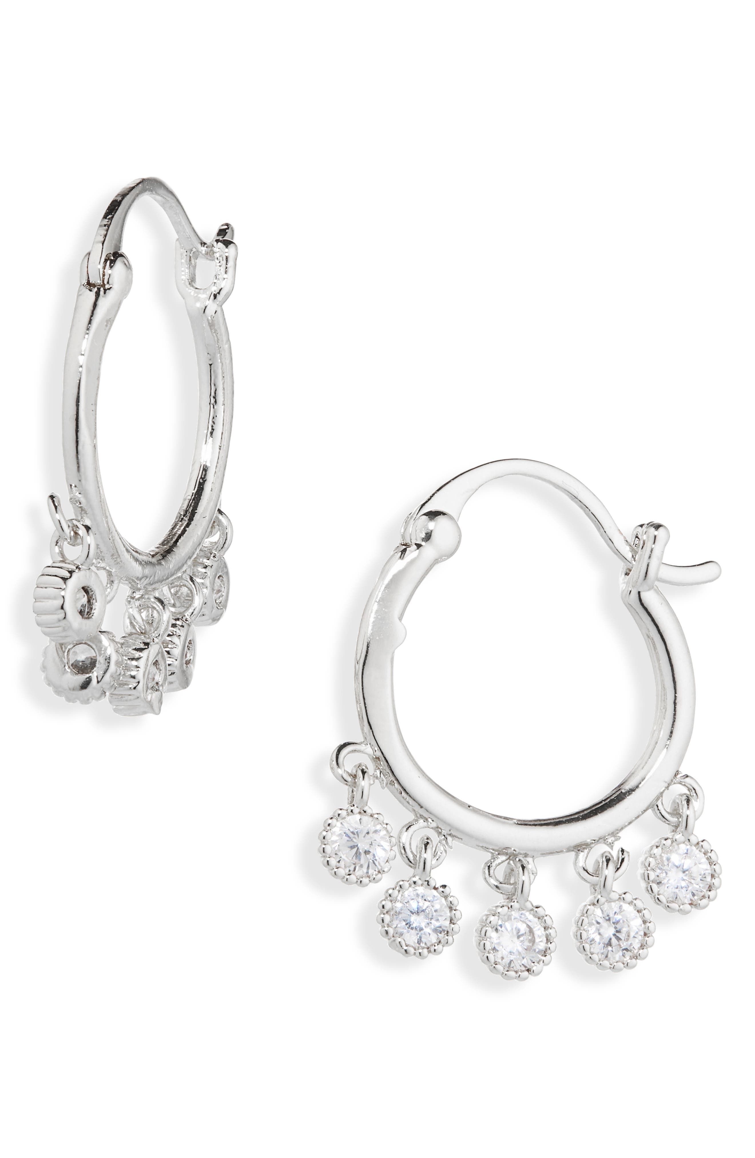Cara Crystal Drop Hoop Earrings