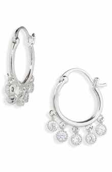 Cara Crystal Drop Hoop Earrings