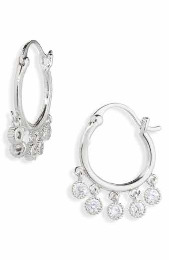 Cara Crystal Drop Hoop Earrings
