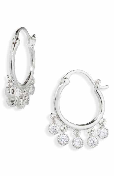 Cara Crystal Drop Hoop Earrings
