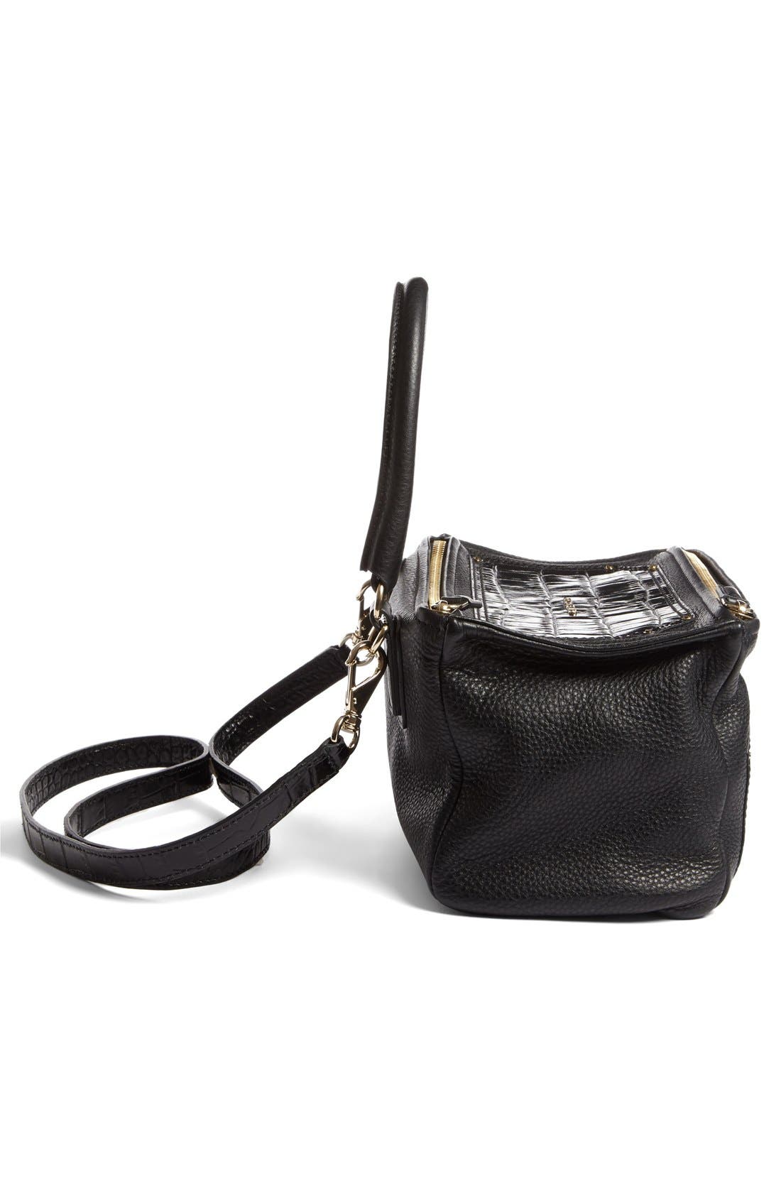 Givenchy Medium Pandora Croc Embossed Leather Satchel, Alternate, color, 