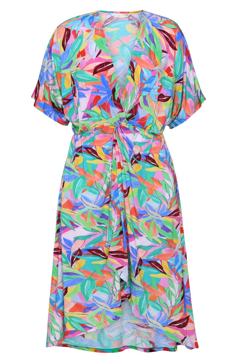 La Blanca Tropi-Flage Twist Cover-Up Dress, Alternate, color, Multi