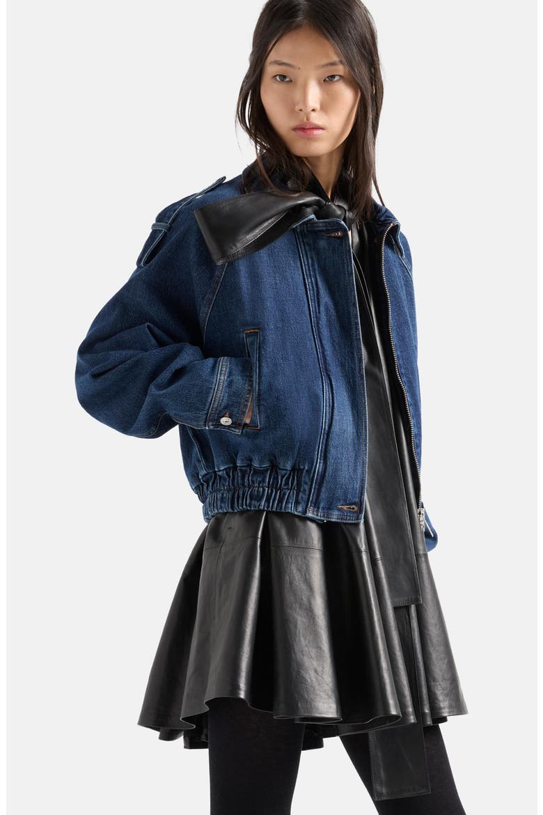 Aviator Cropped Denim Jacket, Alternate, color, RADAR