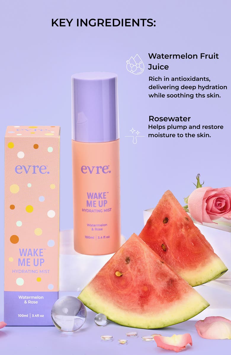 evre. Wake Me Up Watermelon & Rose Hydrating Mist, Alternate, color, 