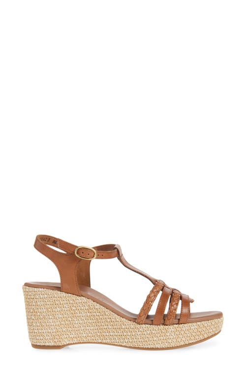 Paul Green Ava Wedge Sandal In Cognac Leather