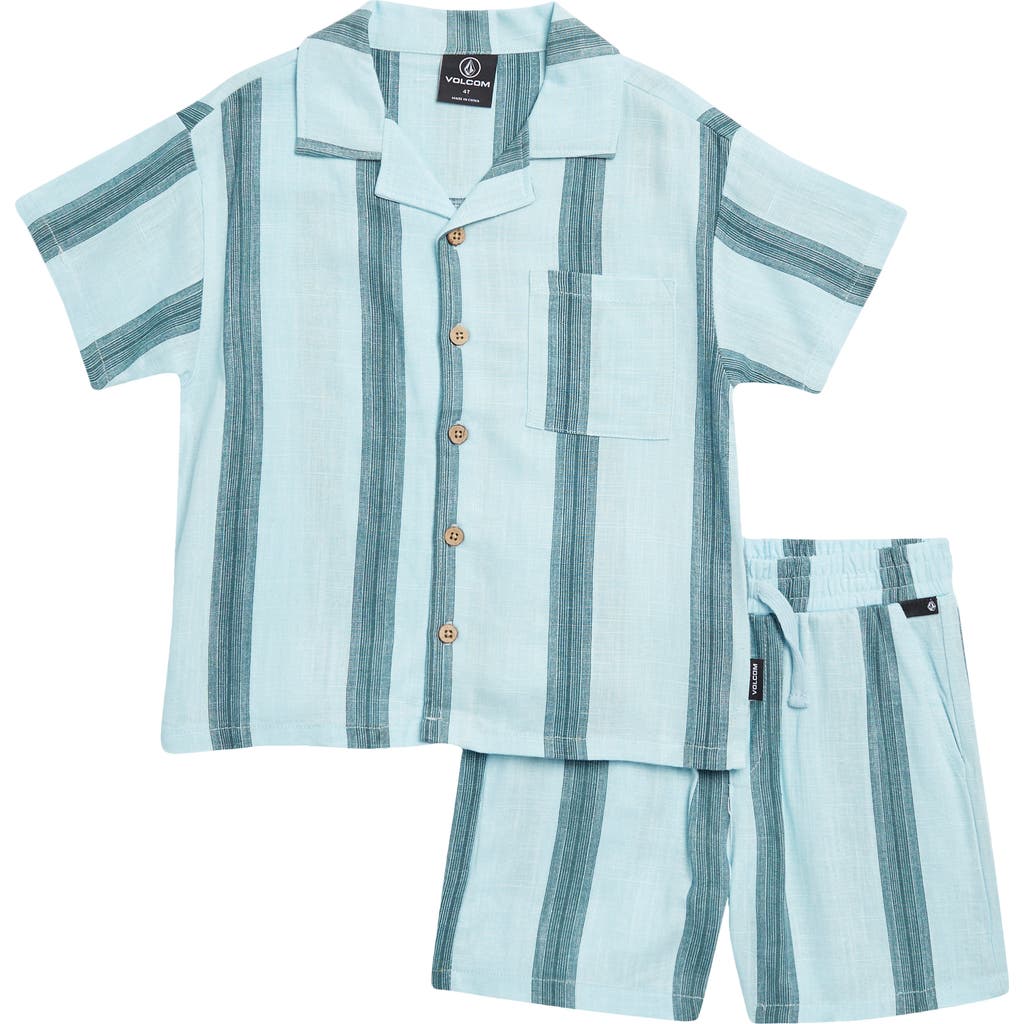Shop Volcom Cabana Camp Shirt & Shorts Set In Blue