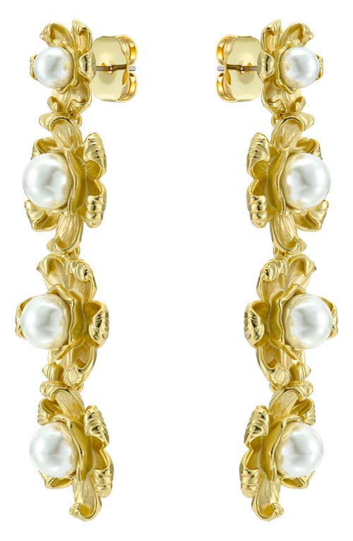Ted Baker Darlena Daisy Faux Pearl Linear Drop Earrings In Gold