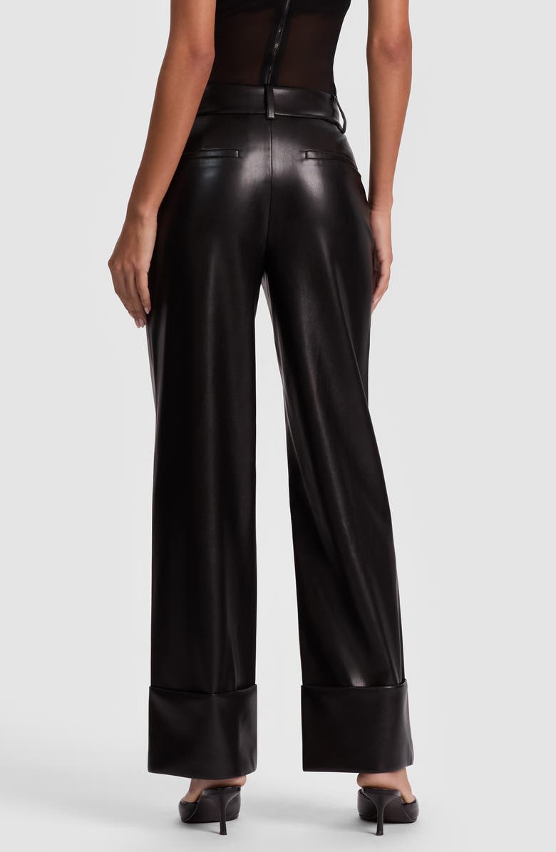 Alice + Olivia Alexander High Waist Faux Leather Pants, Alternate, color, Black