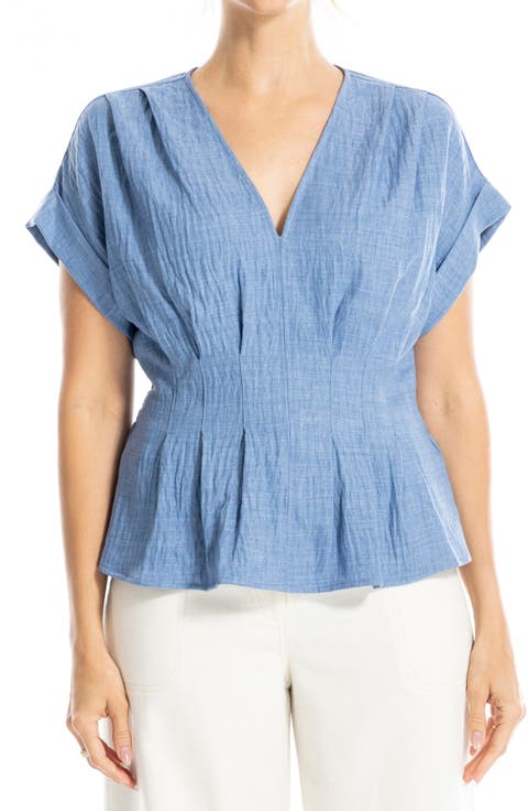 Pleated V-Neck Woven Top