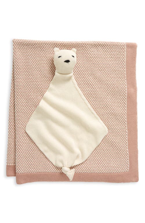 Pink Lemonade Bunny Organic Cotton Baby Blanket & Bear Lovey Set in Pale Pink  product