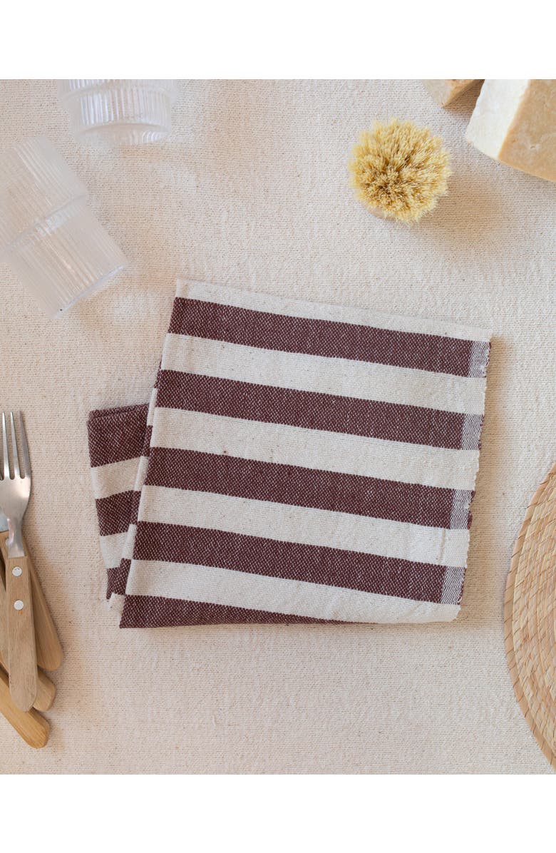 KD Weave Stripe Hand Towel, Alternate, color, Chocolate