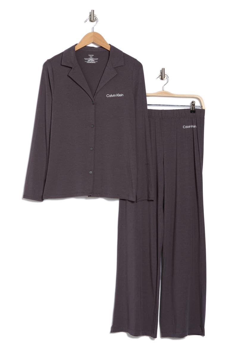 Logo Long Pajamas, Alternate, color, 5DG ASHFORD GRE