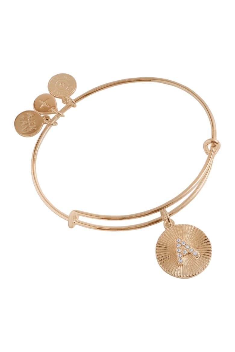 Pave Starburst Texture Initial Bangle Bracelet, Main, color, Gold - A
