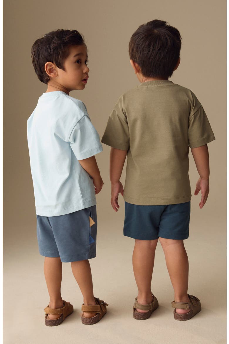 Kids' 4-Pack Dino Graphic T-Shirts & Assorted Shorts, Alternate, color, BLUE MULTI